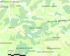 Poziția localității Marcols-les-Eaux