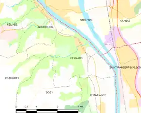 Poziția localității Peyraud