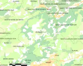 Poziția localității Pranles