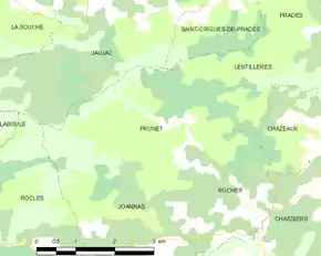 Poziția localității Prunet