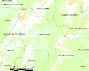 Poziția localității Rochecolombe