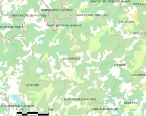 Poziția localității Rochepaule