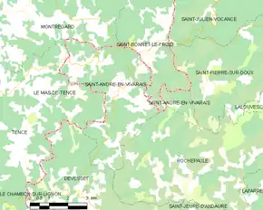 Poziția localității Saint-André-en-Vivarais