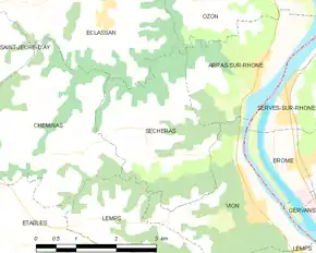 Poziția localității Sécheras