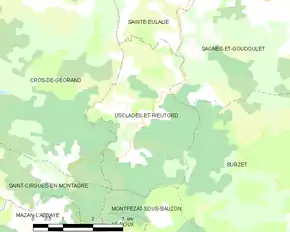 Poziția localității Usclades-et-Rieutord