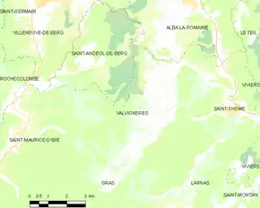 Poziția localității Valvignères