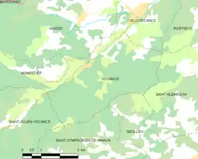 Poziția localității Vocance