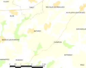 Poziția localității Antheny