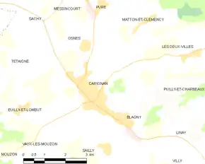 Poziția localității Carignan