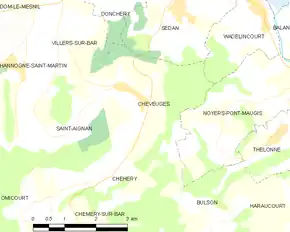 Poziția localității Cheveuges
