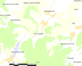 Poziția localității Clavy-Warby