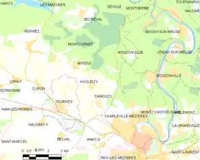 Poziția localității Damouzy