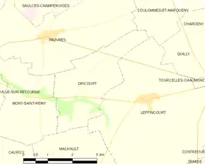Poziția localității Dricourt
