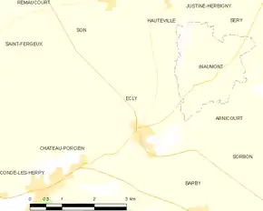 Poziția localității Écly