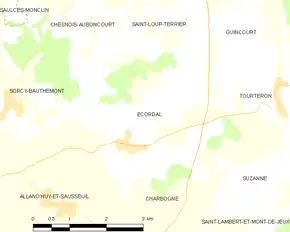 Poziția localității Écordal