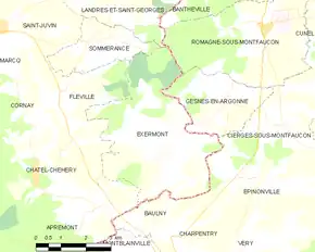 Poziția localității Exermont