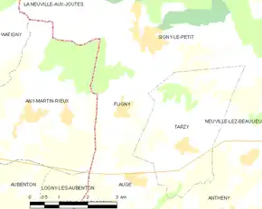 Poziția localității Fligny