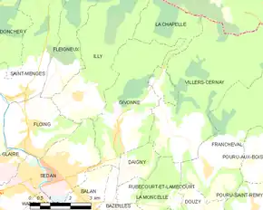 Poziția localității Givonne