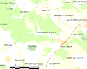 Poziția localității Guignicourt-sur-Vence