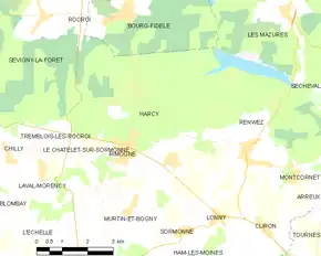 Poziția localității Harcy