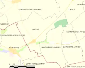 Poziția localității Hauviné