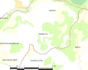 Poziția localității Herbeuval