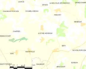 Poziția localității Justine-Herbigny