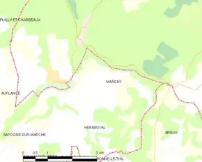 Poziția localității Margny