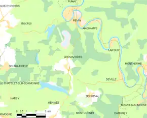 Poziția localității Les Mazures