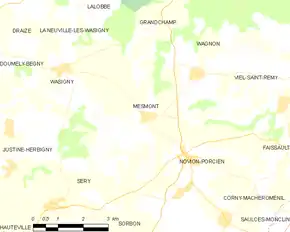 Poziția localității Mesmont