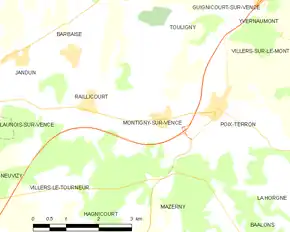 Poziția localității Montigny-sur-Vence