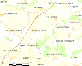 Poziția localității Saulces-Monclin