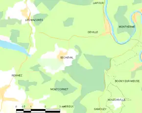 Poziția localității Sécheval