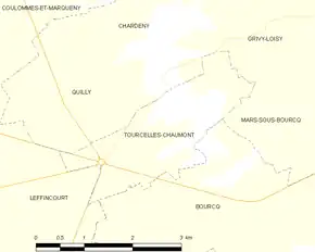 Poziția localității Tourcelles-Chaumont