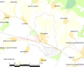 Poziția localității Tournes