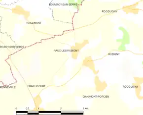 Poziția localității Vaux-lès-Rubigny