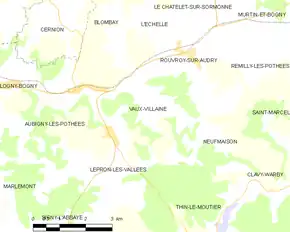 Poziția localității Vaux-Villaine