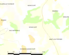 Poziția localității Wignicourt
