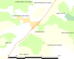 Poziția localității Yvernaumont