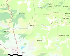 Poziția localității Antras