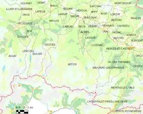 Poziția localității Aston