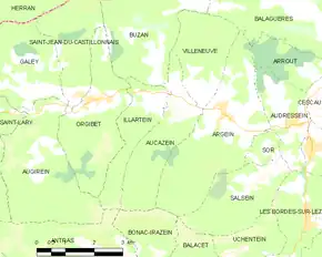 Poziția localității Aucazein