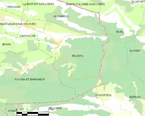 Poziția localității Bélesta