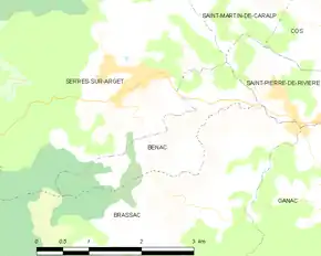Poziția localității Bénac
