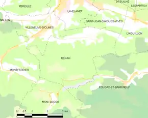 Poziția localității Bénaix