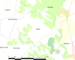 Poziția localității Bézac