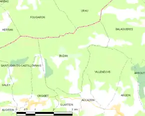 Poziția localității Buzan