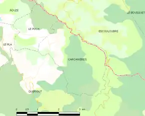 Poziția localității Carcanières