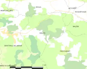 Poziția localității Celles