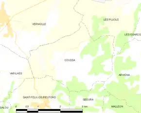Poziția localității Coussa